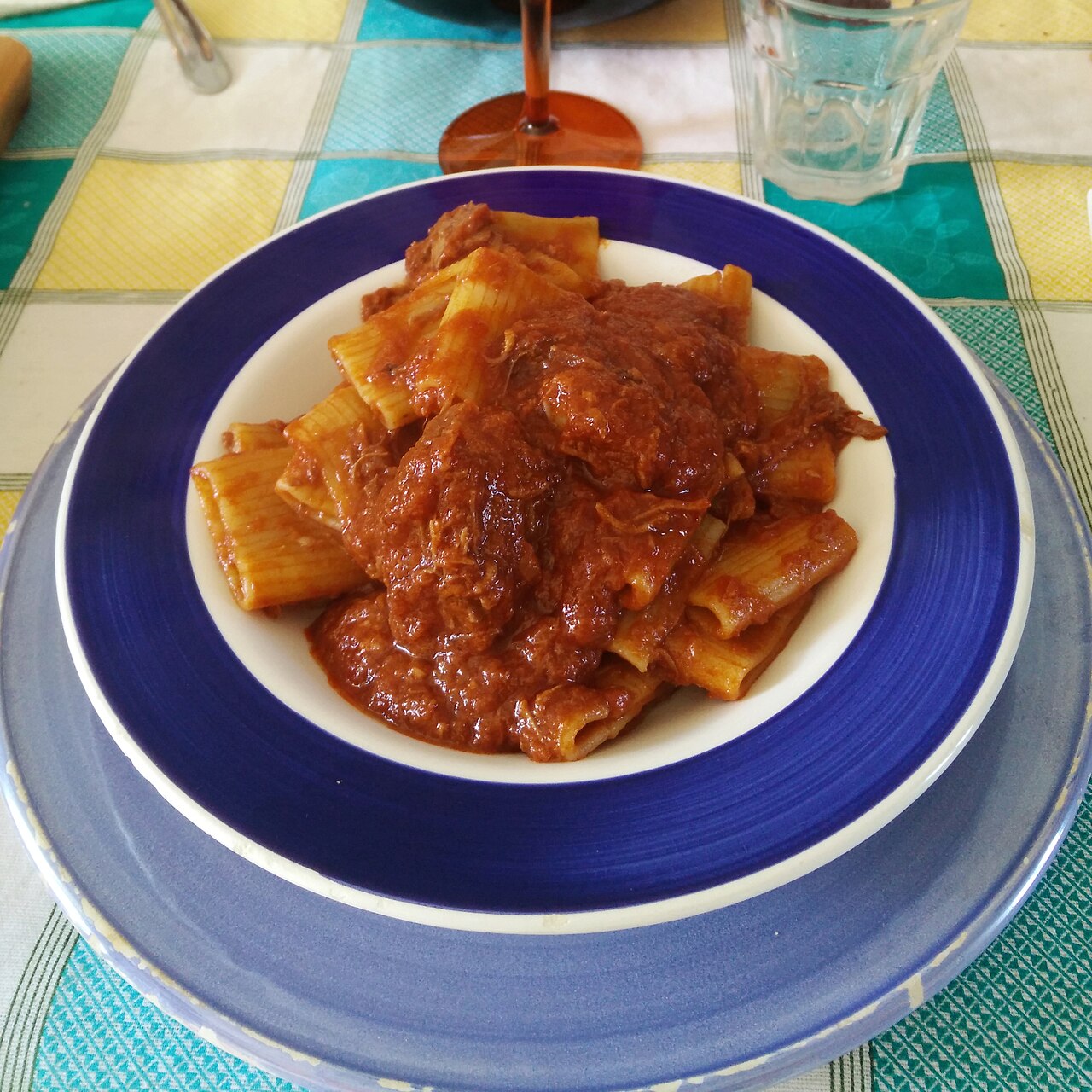 Real paccheri dressed with Neapolitan ragù