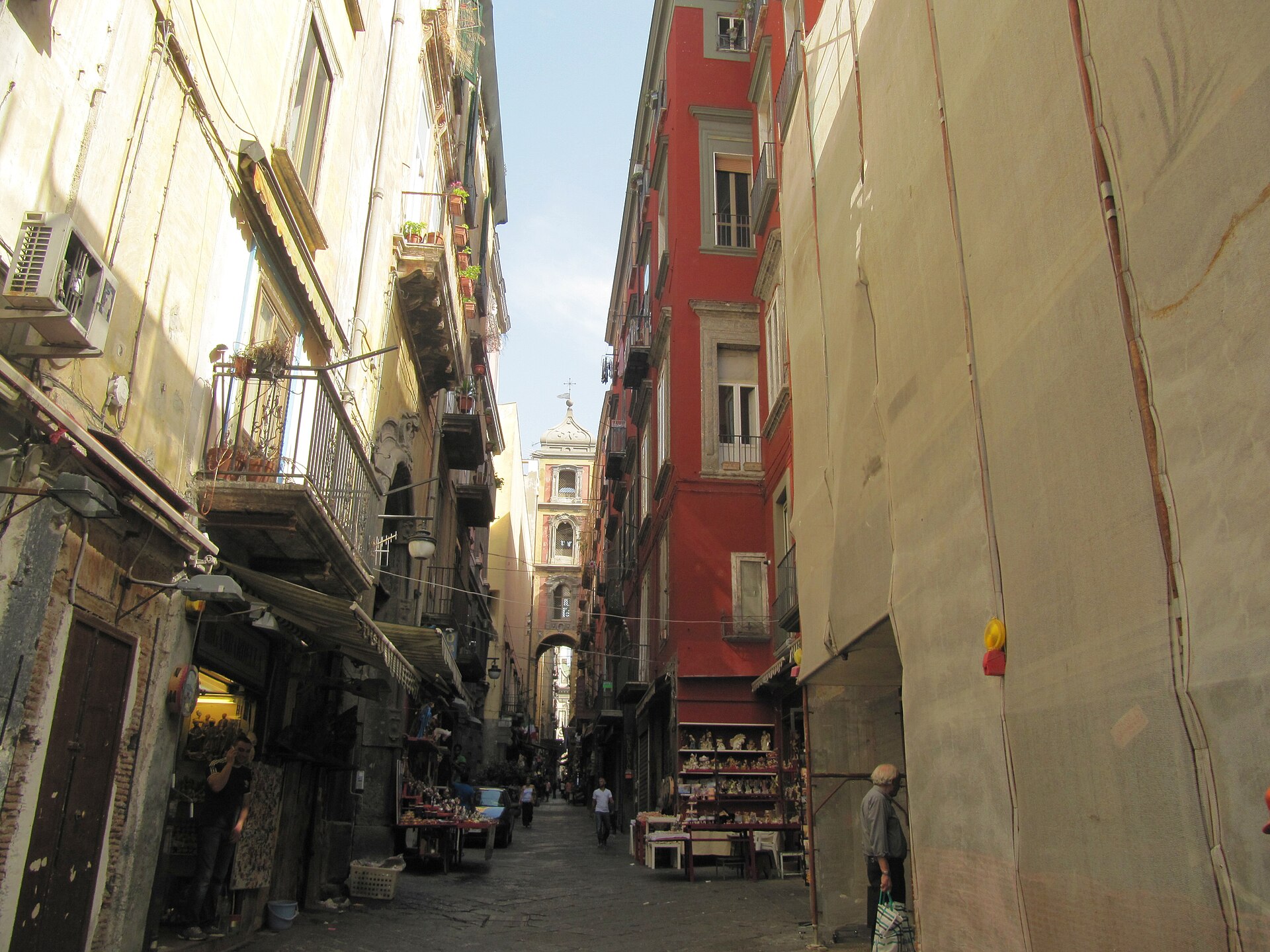 Via San Gregorio Armeno and its traditional presepe workshops in central Naples